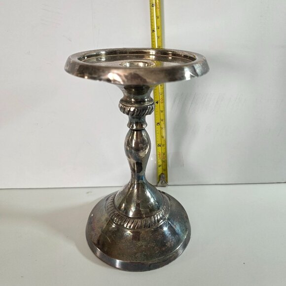Pottery Barn Silver Plated 6.5” Tall Pillar Taper Candlestick Holder - Picture 1 of 5